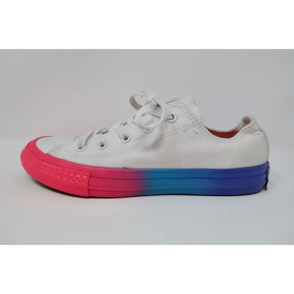 Converse Girl's Size 2 Pink Blue White Racer Sneakers‎ Shoes 664198F